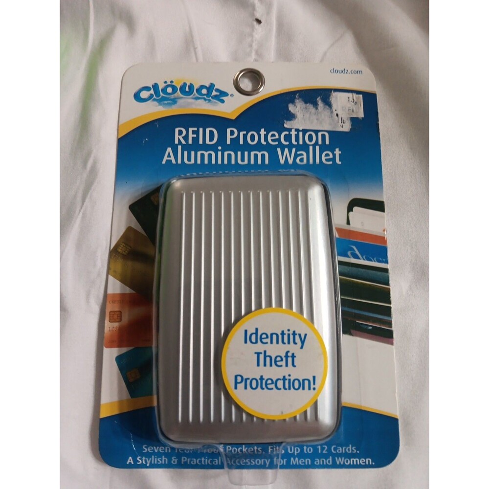Cloudz Silver RFID Protection Aluminum Wallet Identity Theft Protection * NEW *
